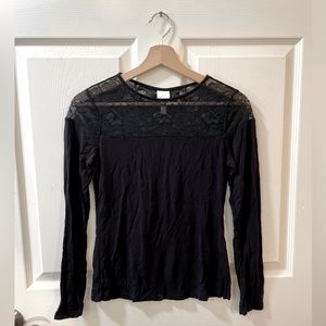 H&M Black Net Long Sleeved Top
